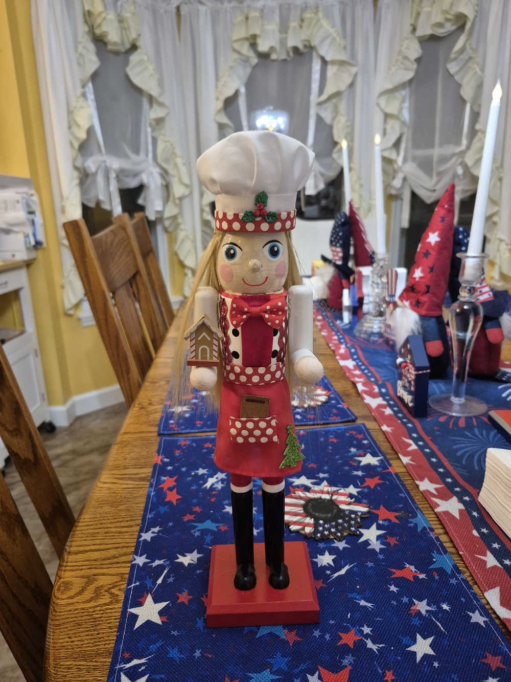 Red and White Chef Nutcracker Figurine